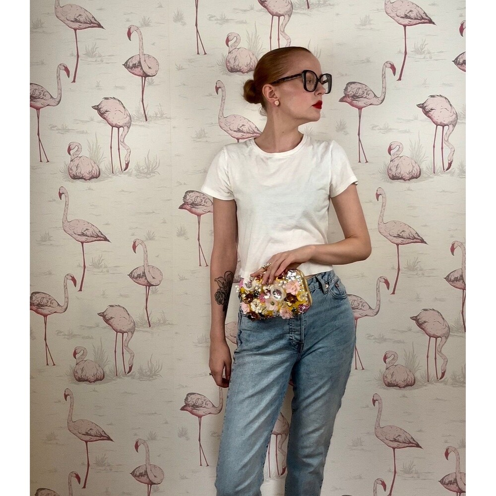 Vintage Bebe 3D Floral Clutch to Crossbody Bag